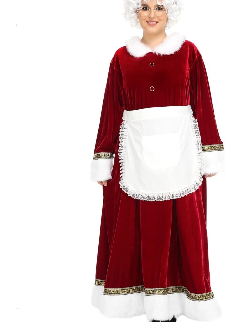 Mrs. Claus Costume for Women 5PCS Santa Dress Outfit Adult Christmas Santa